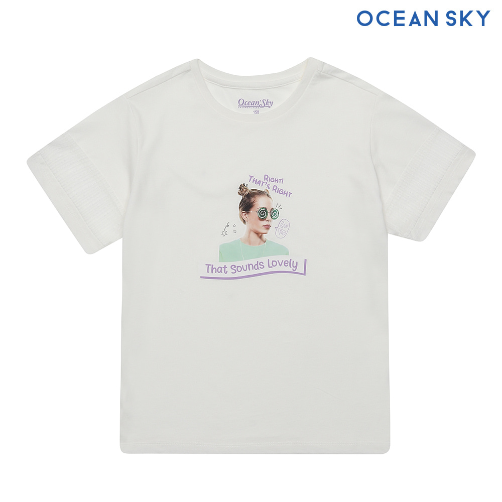 여아 소매 레이스 포인트 티셔츠 ABJG5836D01