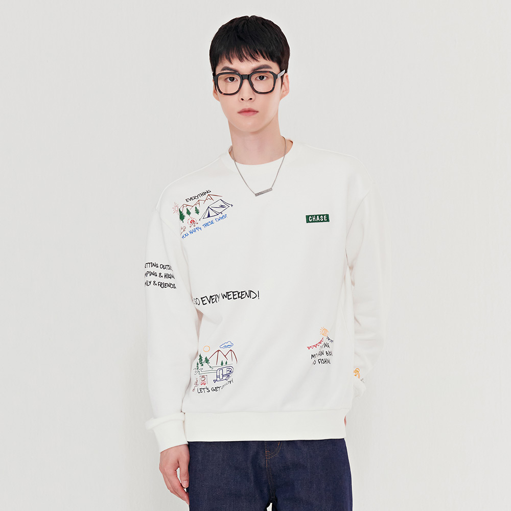 남성 캠핑 그래픽 맨투맨 티셔츠BFRK5129C01