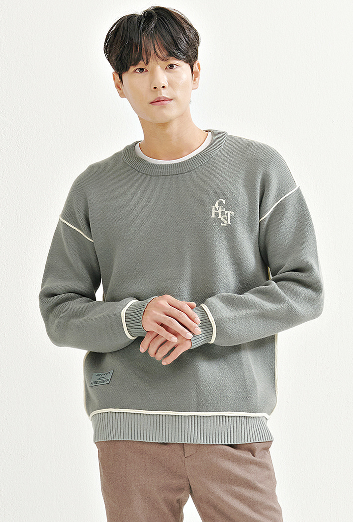 남성 컬러 배색 포인트 스웨터 AFRK5213D0S