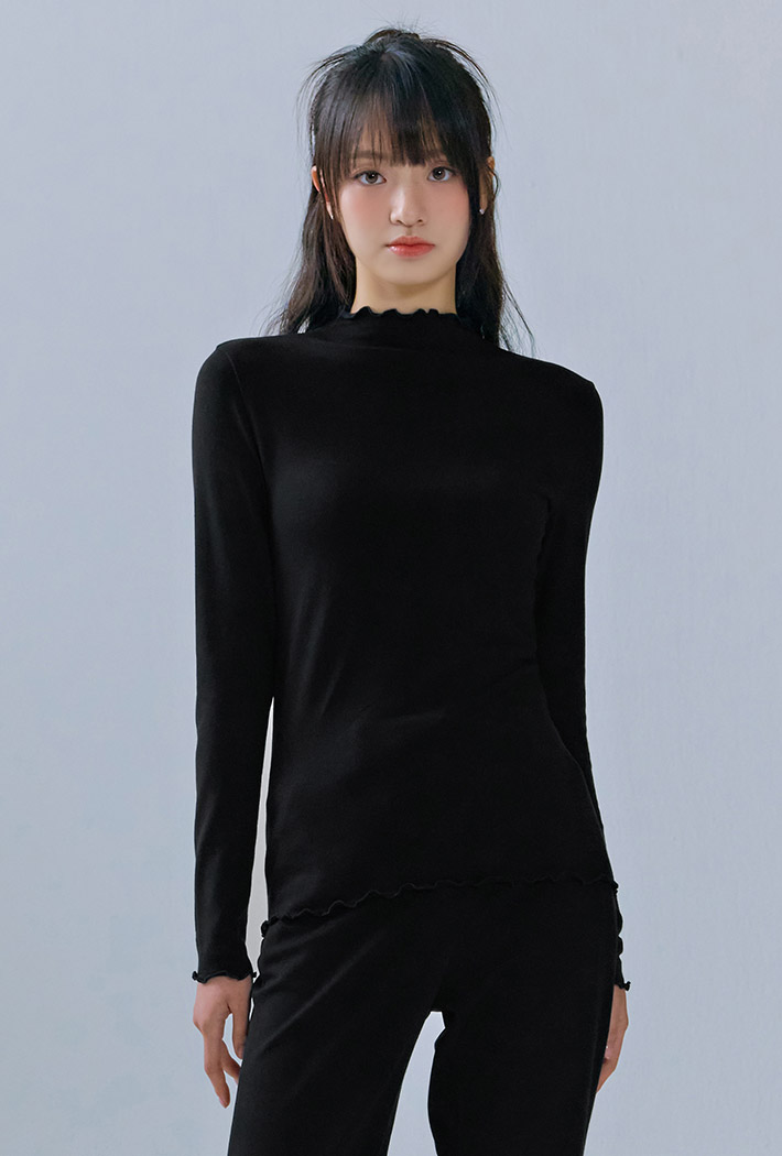여성 프릴 포인트 반넥 티셔츠-CFZG5153C03